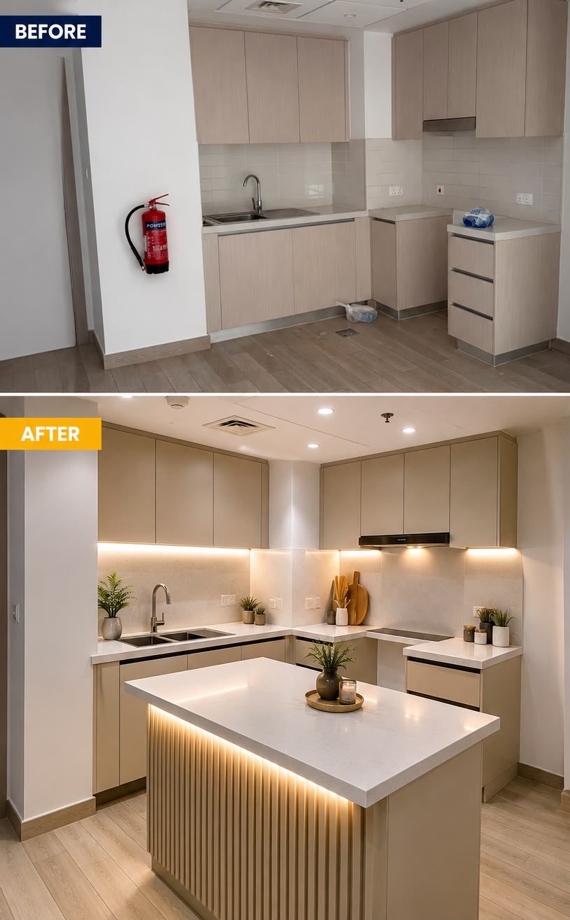 Kitchen renovation before and after